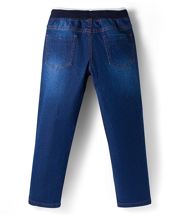 Pine Kids Denim Woven Full Length Washed Jeans - Navy Blue
