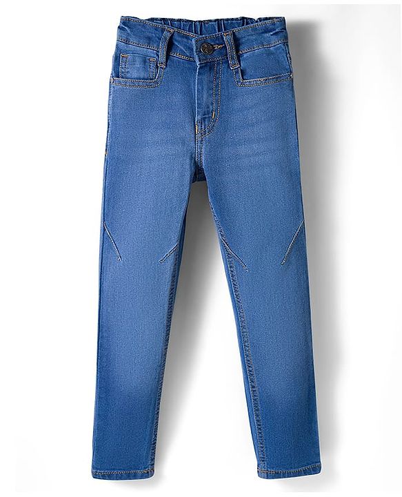 Pine Kids Denim Woven Full Length Washed Jeans - Blue