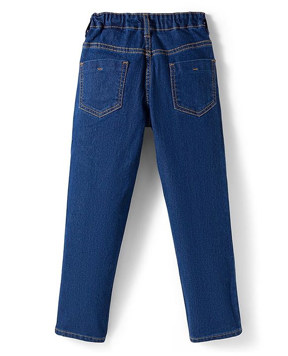 Pine Kids Denim Woven Full Length Washed Jeans - Navy Blue
