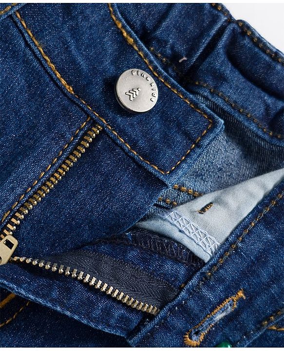 Pine Kids Denim Woven Full Length Washed Jeans - Navy Blue