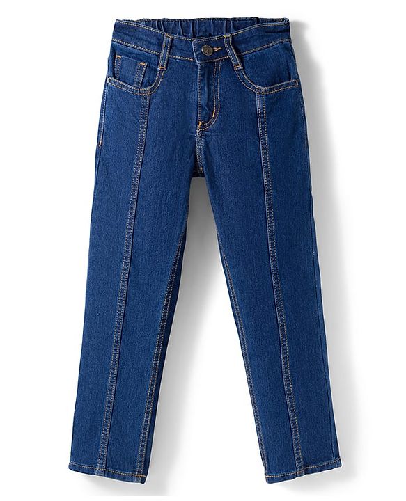 Pine Kids Denim Woven Full Length Washed Jeans - Navy Blue