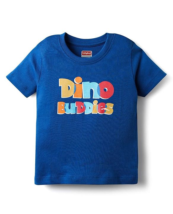 Babyhug Cotton Knit Half Sleeves T-Shirts With Stripes & Animal Print Pack Of 3 - Blue & White