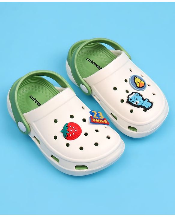 Cute Walk by Babyhug Clogs with Back Strap Closure & Bear Applique - Green