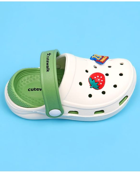 Cute Walk by Babyhug Clogs with Back Strap Closure & Bear Applique - Green