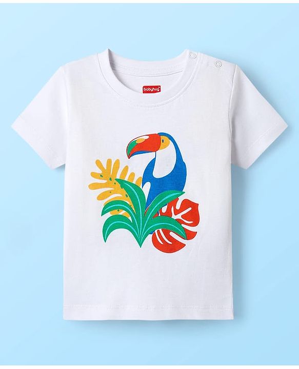 Babyhug Cotton Knit Half Sleeves T-Shirts With Tropical & Animal Print Pack Of 3 - Blue & White