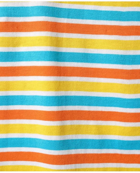 Babyhug Cotton Knit Half Sleeves T-Shirt With Stripes - Orange & Yellow