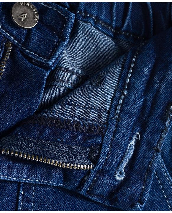 Pine Kids Denim Woven Full Length Washed Jeans - Navy Blue