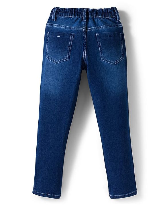 Pine Kids Denim Woven Full Length Washed Jeans - Navy Blue