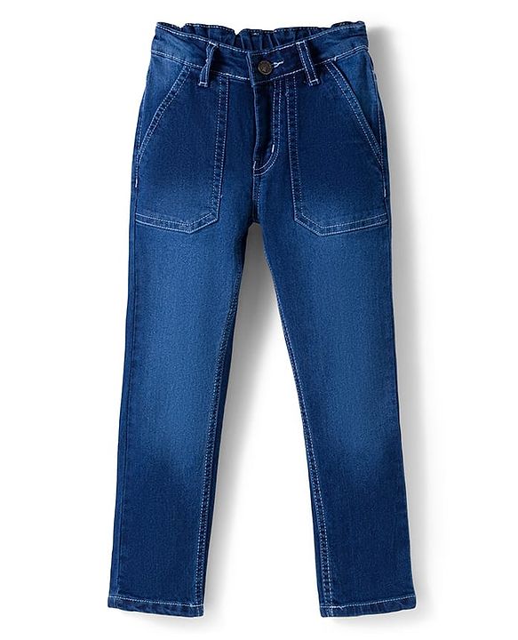 Pine Kids Denim Woven Full Length Washed Jeans - Navy Blue