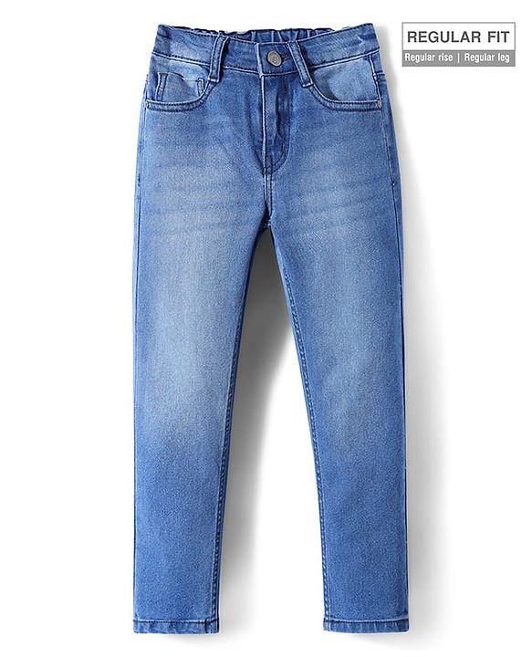 Pine Kids Denim Woven Full Length Washed Jeans - Navy Blue