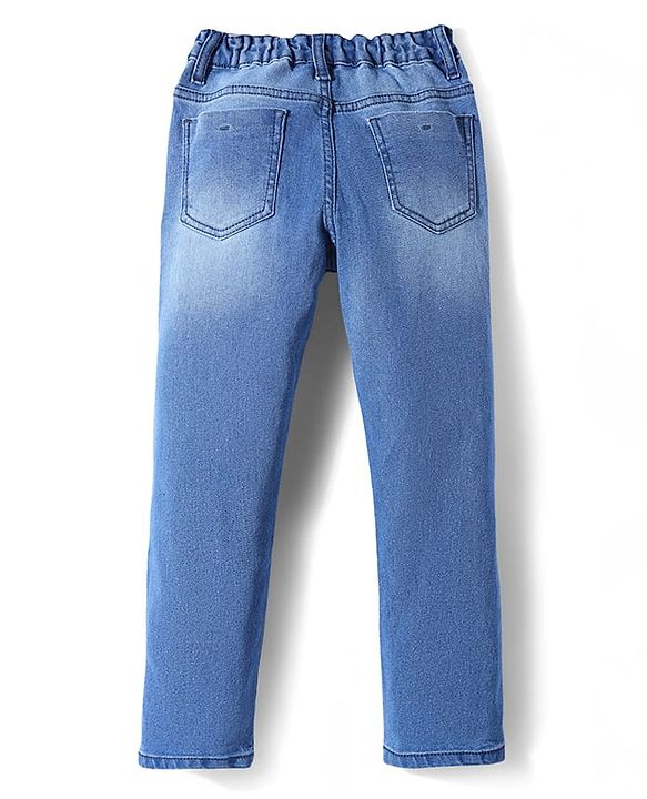 Pine Kids Denim Woven Full Length Washed Jeans - Navy Blue