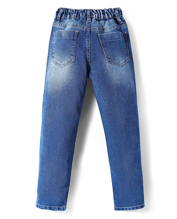 Pine Kids Denim Woven Full Length Washed Jeans - Navy Blue