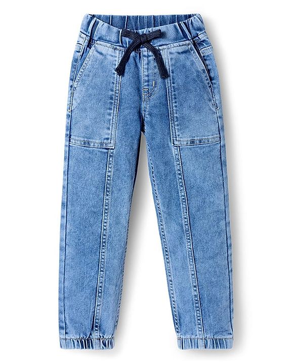 Pine Kids Denim Woven Full Length Washed Jeans - Light Blue