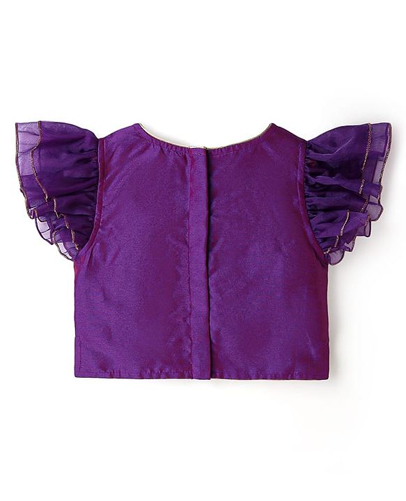 Babyhug Woven Frill Sleeves Choli Lehenga Set And Dupatta With Floral  Print & Embroidery with Lace Detailing - Purple & Dark Pink