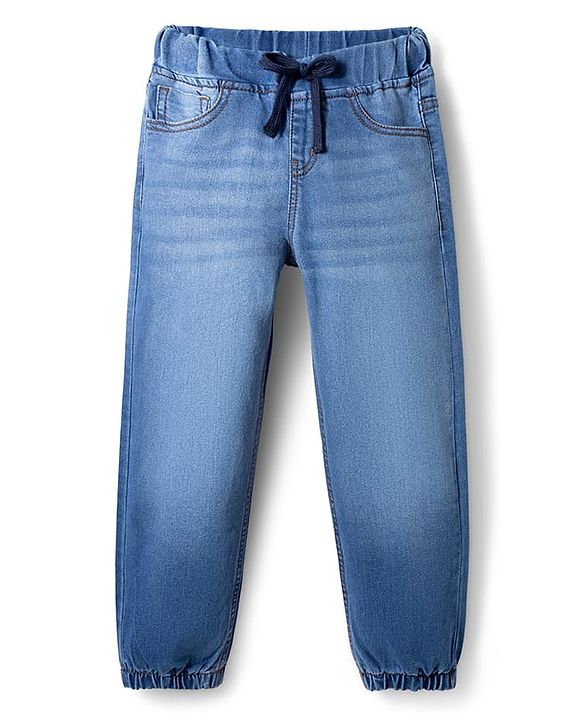 Pine Kids Denim Woven Full Length Washed Jeans - Blue