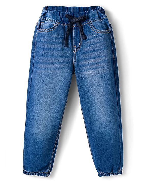 Pine Kids Denim Woven Full Length Washed Jeans - Blue