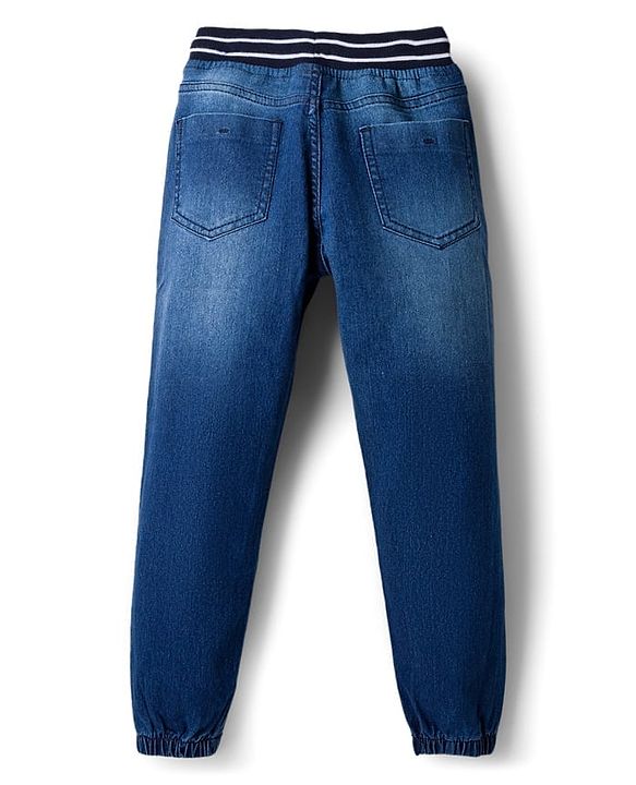 Pine Kids Denim Woven Full Length Washed Jeans - Navy Blue
