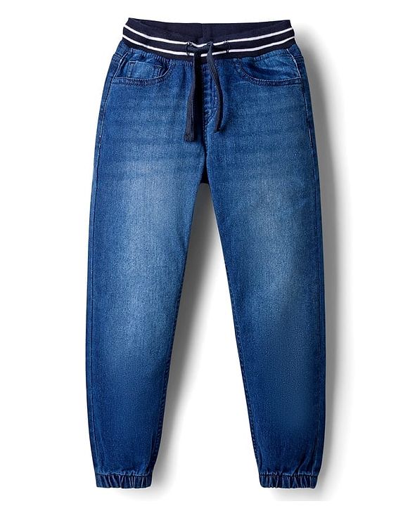 Pine Kids Denim Woven Full Length Washed Jeans - Navy Blue