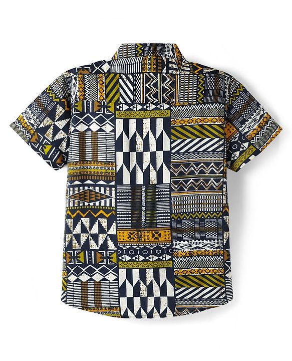 Pine Kids Viscose Woven Half Sleeves Printed Shirt With T-Shirt - Multicolour