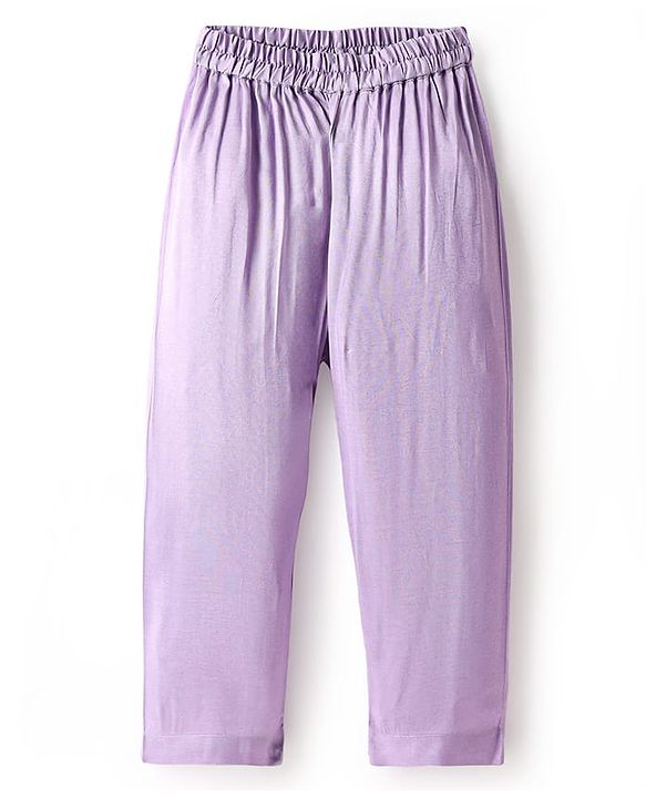 Babyhug Woven Full Sleeves Kurta Pyjama Set With Floral Print - Lavender