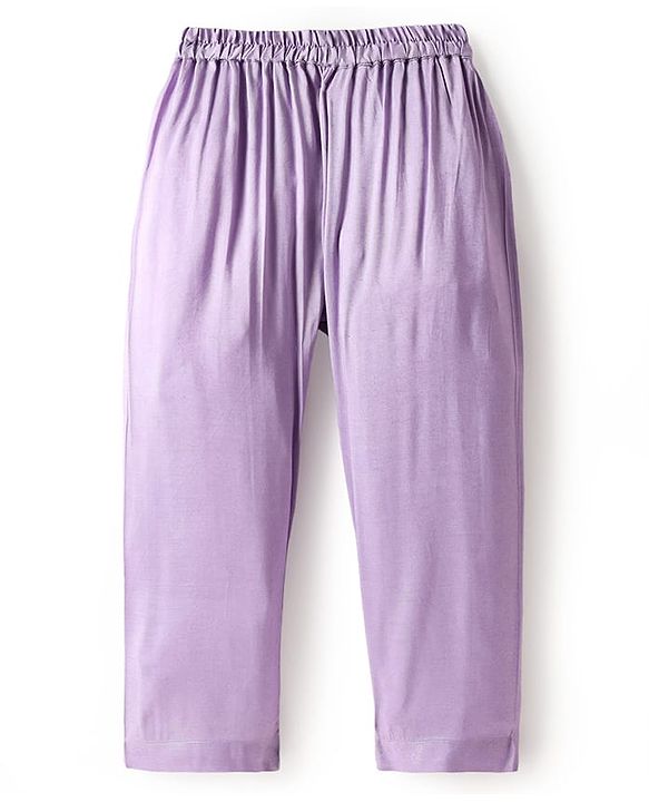 Babyhug Woven Full Sleeves Kurta Pyjama Set With Floral Print - Lavender