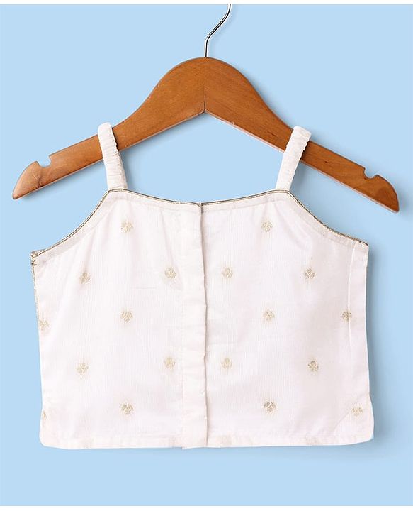 Babyhug Woven Sleeveless Choli Lehenga Set with Dupatta with Brocade Embroidery & Lace Detailing  - Offwhite