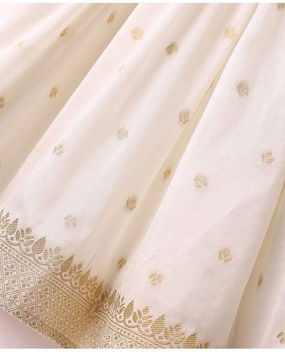 Babyhug Woven Sleeveless Choli Lehenga Set with Dupatta with Brocade Embroidery & Lace Detailing  - Offwhite