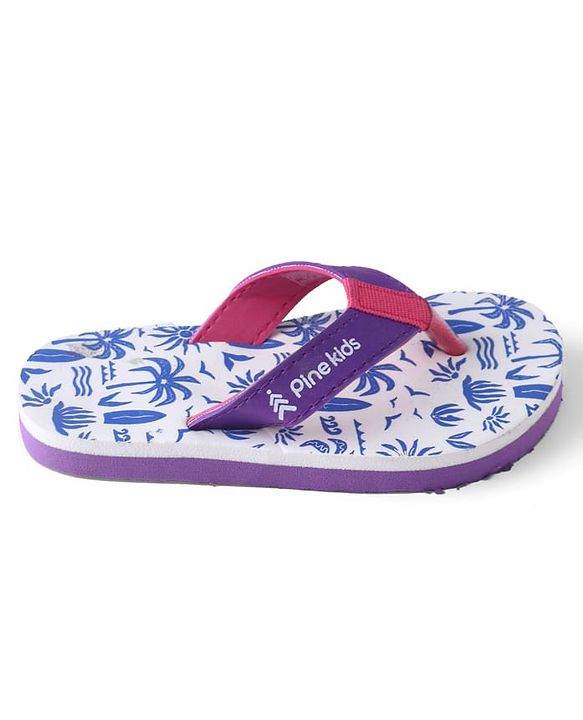 Pine Kids Slip Ons Flip Flops with Beach Theme Print - Blue