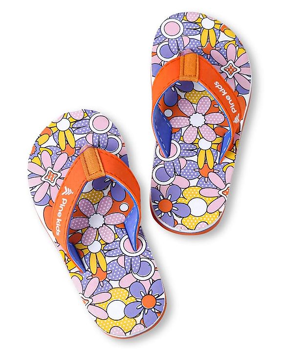 Pine Kids Slip On Flip Flops with Floral Print - Multicolor