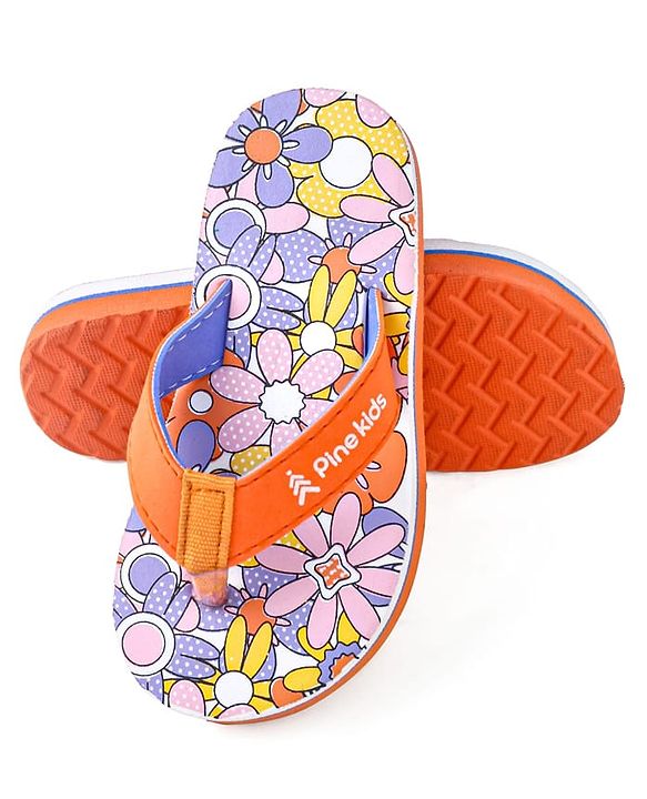 Pine Kids Slip On Flip Flops with Floral Print - Multicolor