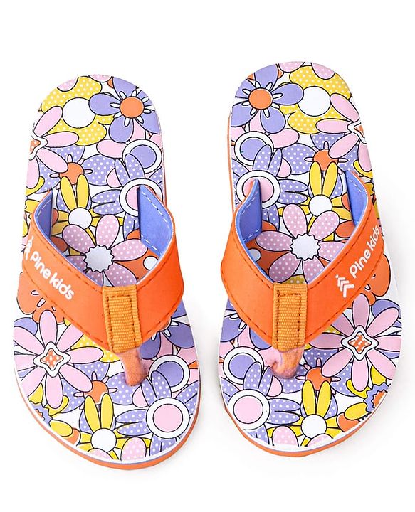 Pine Kids Slip On Flip Flops with Floral Print - Multicolor