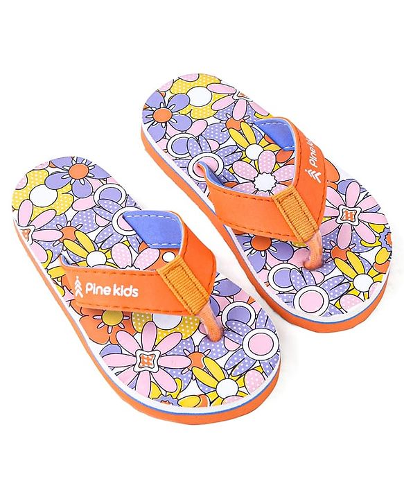 Pine Kids Slip On Flip Flops with Floral Print - Multicolor