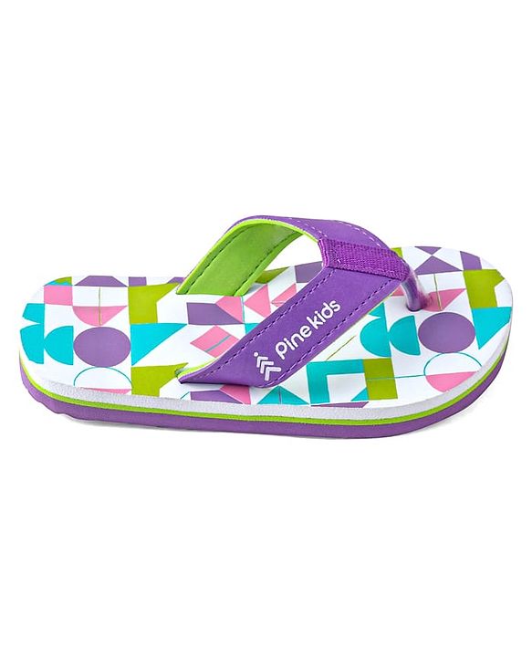 Pine Kids Slip On Flip Flops with Abstract Print - Multicolor