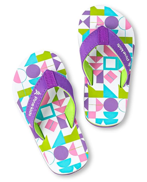 Pine Kids Slip On Flip Flops with Abstract Print - Multicolor