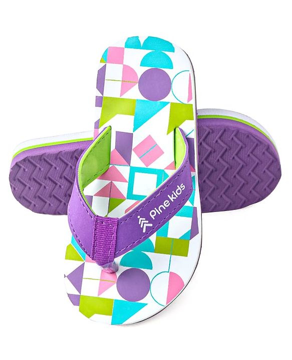 Pine Kids Slip On Flip Flops with Abstract Print - Multicolor
