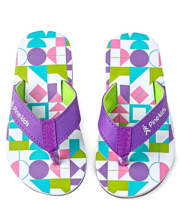 Pine Kids Slip On Flip Flops with Abstract Print - Multicolor