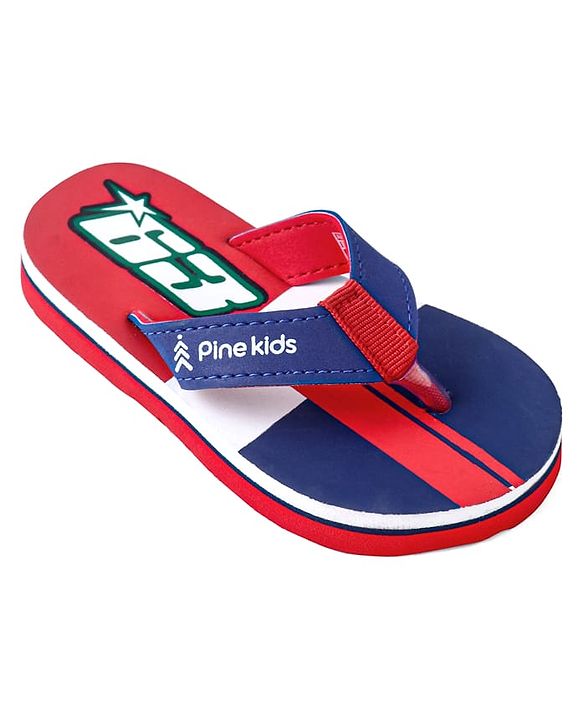 Pine Kids Slip On Flip Flops With Number Print - Red & Blue