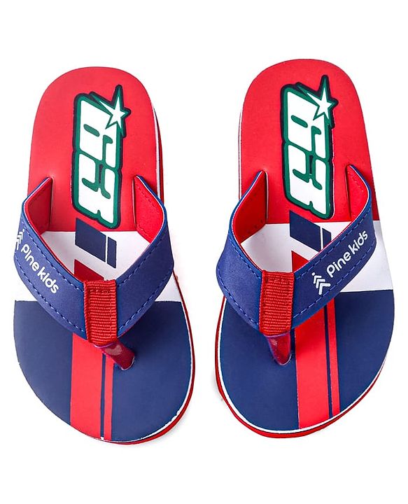 Pine Kids Slip On Flip Flops With Number Print - Red & Blue