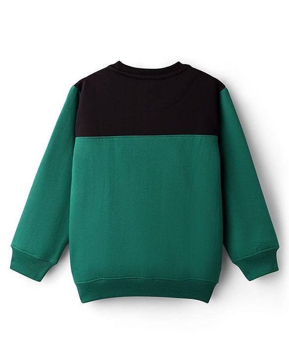Pine Kids Cotton Knit Full Sleeves Solid Color Pullover Cut & Sew Sweatshirt - Mint
