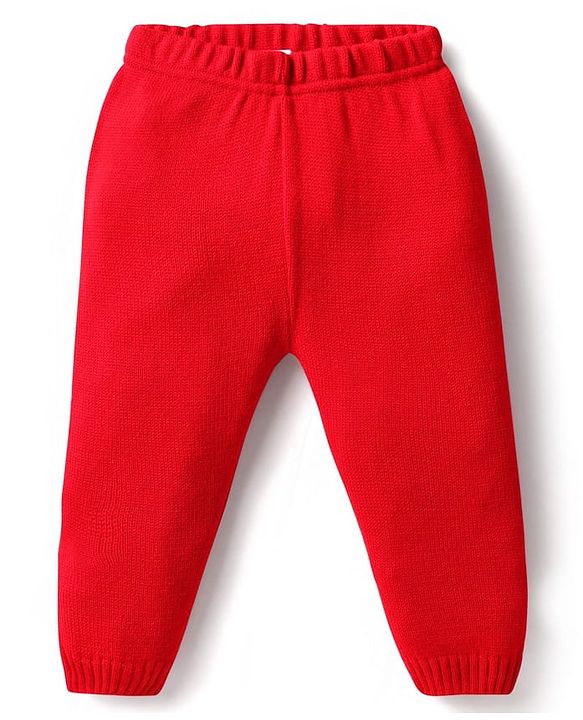 Babyhug Knit Full Sleeves Sweater Set With Butterfly Design - Red & White
