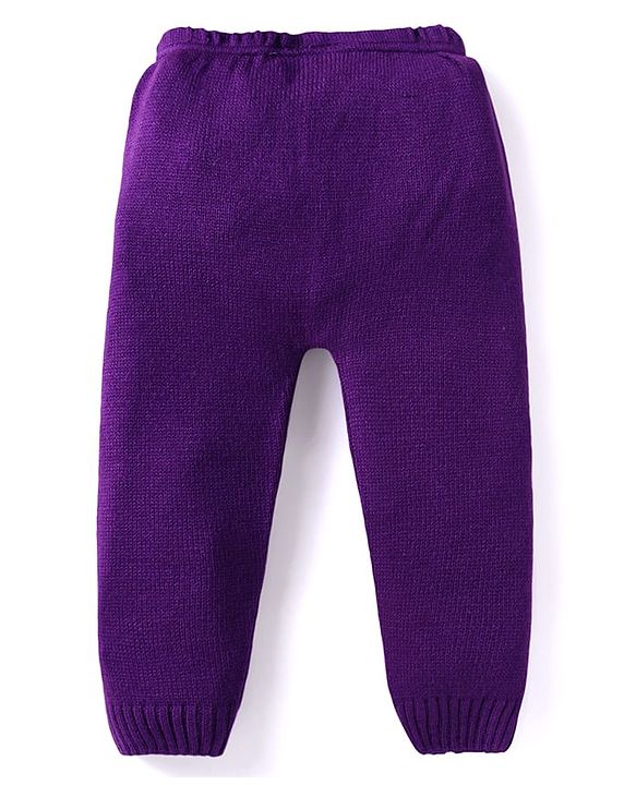 Babyhug Knitted Full Sleeves Sweater Set With Argyle Design - Purple