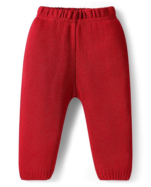 Babyhug Knitted Full Sleeves Pullover Sweater Set With Heart Design & Cap - Red