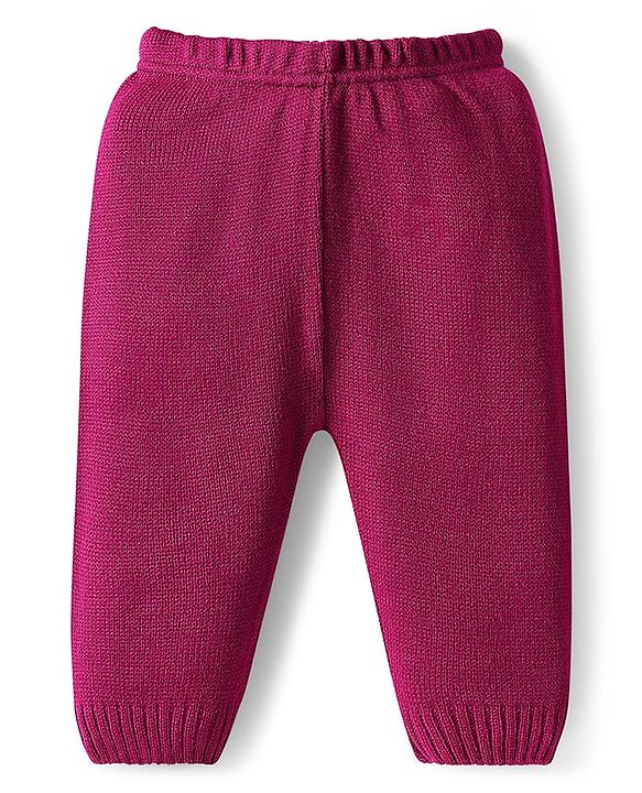 Babyhug Knitted Full Sleeves Pullover Sweater Set With Heart Design & Cap - Wine