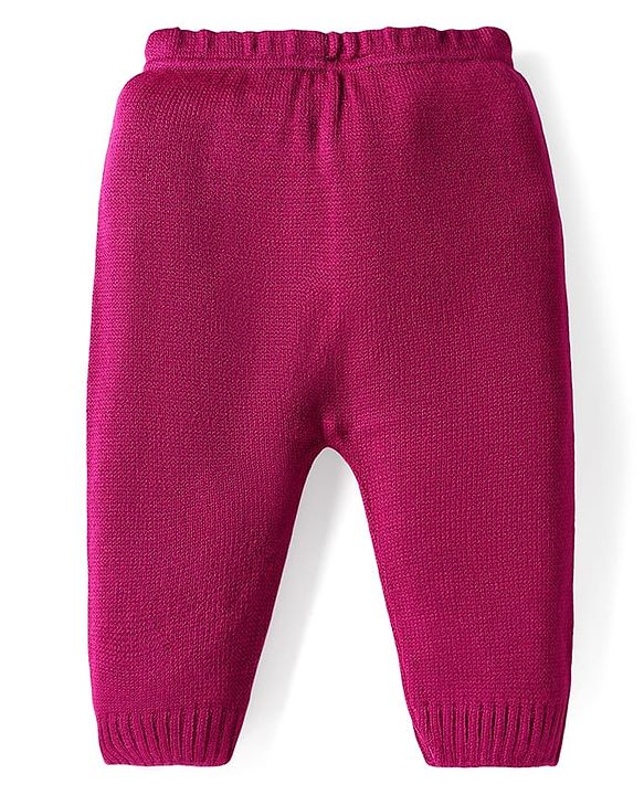 Babyhug Knitted Full Sleeves Pullover Sweater Set With Heart Design & Cap - Wine