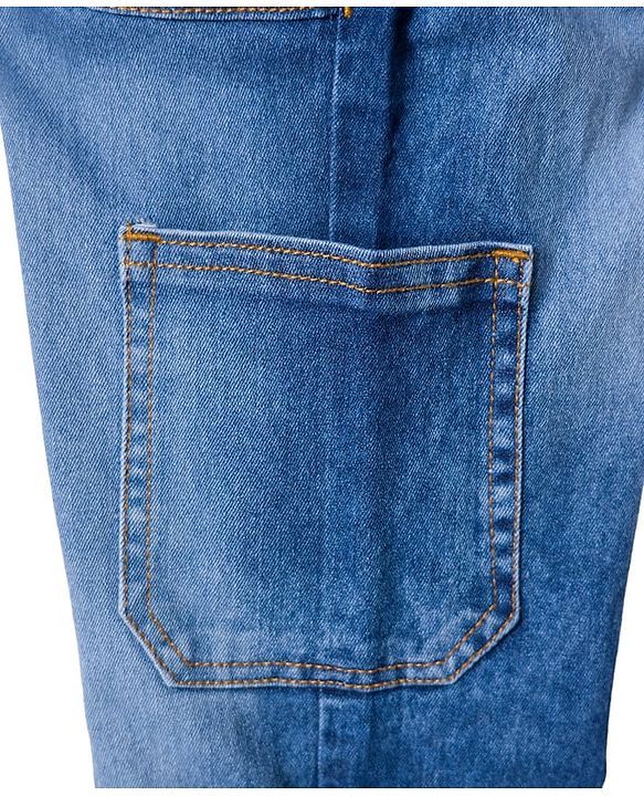 Pine Kids Denim Woven Full Length Washed Jeans with Pockets - Navy Blue
