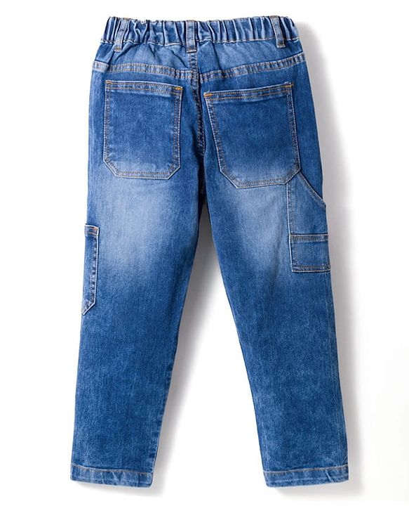 Pine Kids Denim Woven Full Length Washed Jeans with Pockets - Navy Blue
