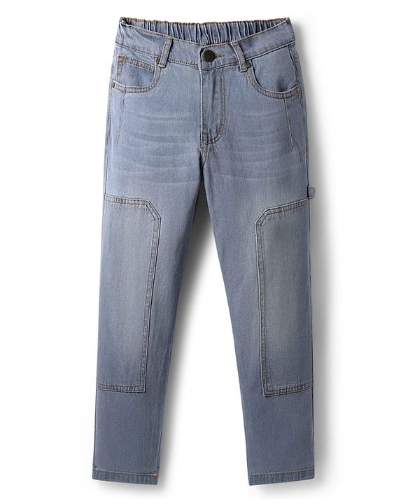 Pine Kids Denim Woven Full Length Washed Jeans - Light Blue