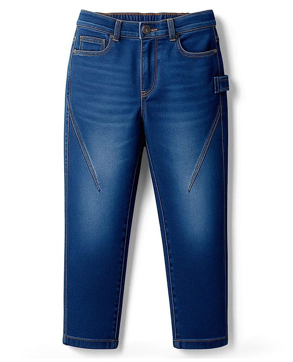 Pine Kids Denim Woven Full Length Washed Jeans - Navy Blue
