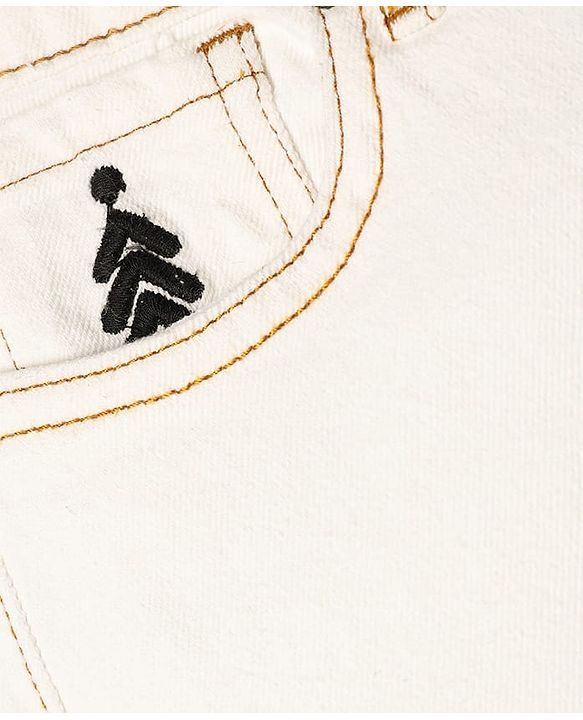 Pine Kids Denim Woven Full Length Solid Coloured Cut & Sew Jeans - White