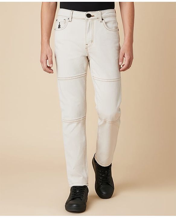 Pine Kids Denim Woven Full Length Solid Coloured Cut & Sew Jeans - White